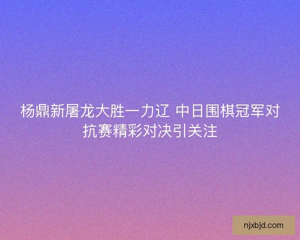杨鼎新屠龙大胜一力辽 中日围棋冠军对抗赛精彩对决引关注